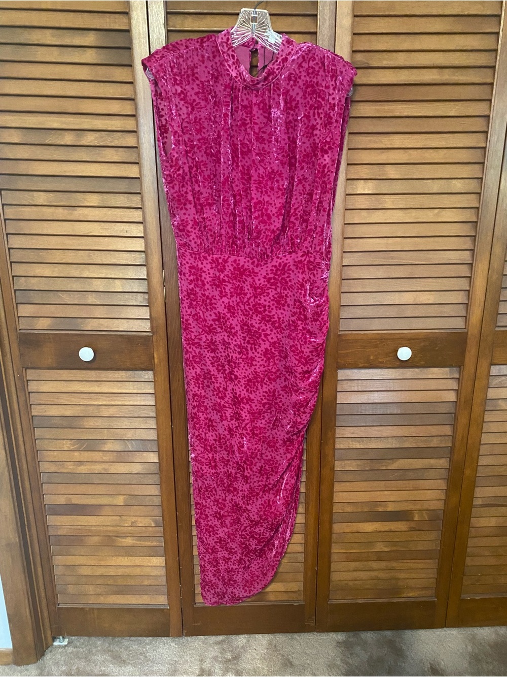 Veronica Beard Kendall Burnout Velvet Asymmetrical Dress Magenta Pink Size 6